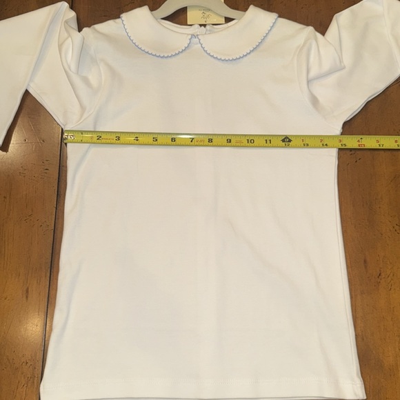 NWT Luigi Kids White with Periwinkle Picot Trim Shirt- 8 Price Firm - Picture 9 of 9